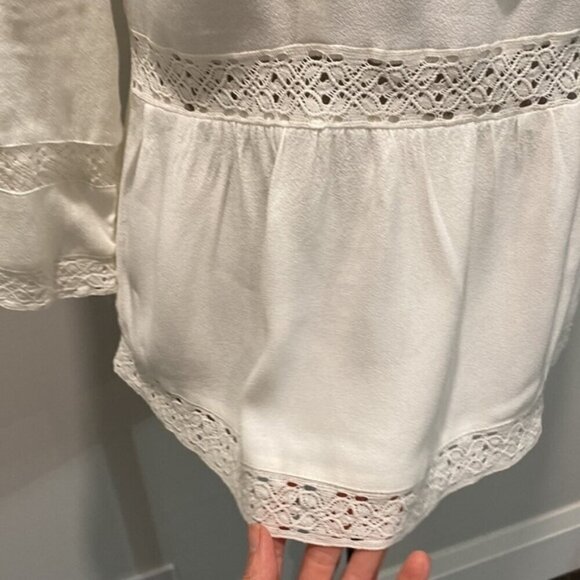 J Crew White Blouse TopnLaceynPeasant - Picture 8 of 15